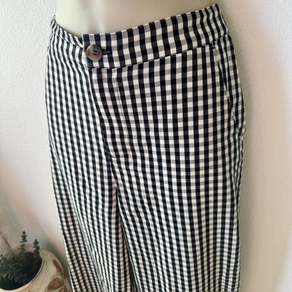 Nordstrom BP Womens Small Black White Gingham Check Straight Leg Pants Cotton - Picture 6 of 10